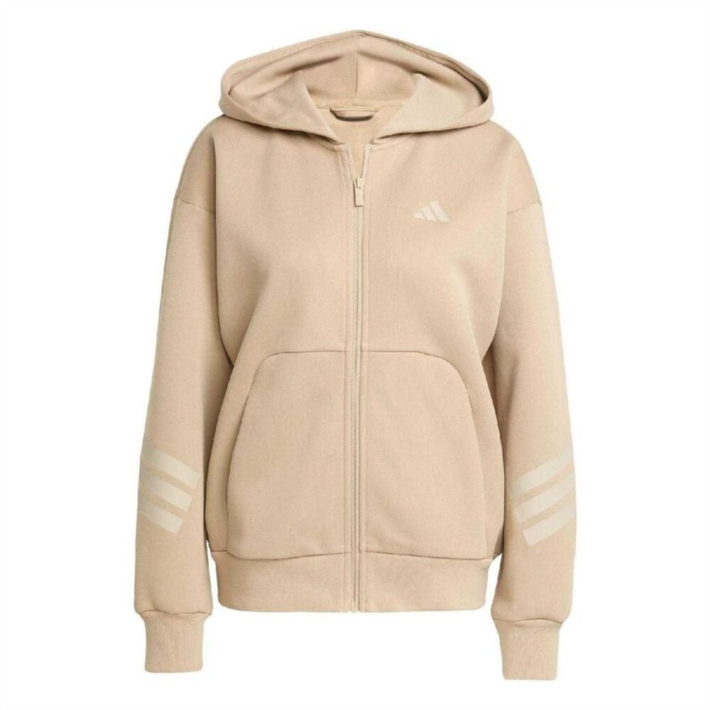 Adidas Womens/Ladies 3 Stripes Full Zip Hoodie / Sandstone